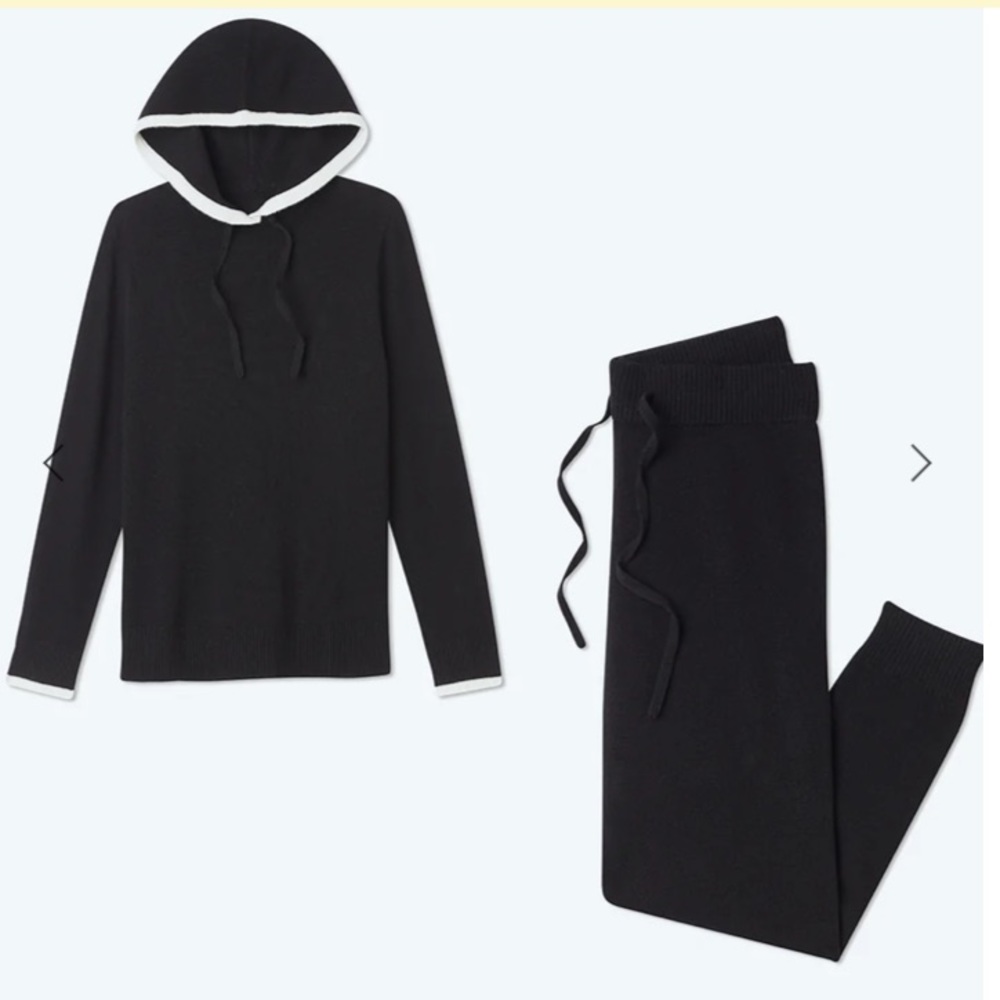 Summersalt black cashmere blend hoodie and jogger set, size small